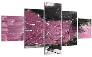 Obraz - Růžovo-černá abstrakce (125x70 cm)