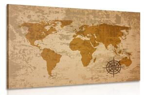 Obraz stará mapa světa s kompasem Varianta: 120x80