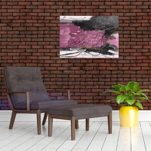 Obraz - Růžovo-černá abstrakce (70x50 cm)