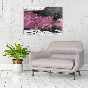 Obraz - Růžovo-černá abstrakce (70x50 cm)