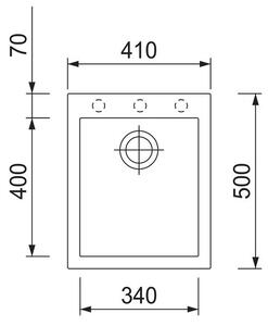 Sinks Cube 410 Granitový dřez bez odkapu, 41x50cm, granblack, TLCU41050030