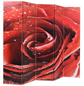 Skládací paraván 200 x 180 cm motiv růže červený