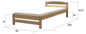 Via-nábytek Postel BART masiv borovice Rozměry: 90 x 200, Povrchová úprava postele: Moření odstín dub