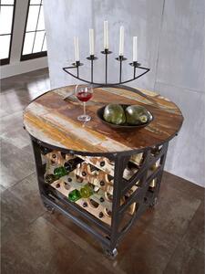 INDUSTRY Servírovací stolek 100x100 cm, litina a staré dřevo