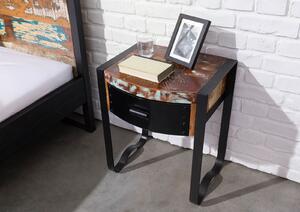 INDUSTRY Noční stolek 50x40 cm, litina a staré dřevo