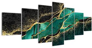 Obraz - Petrolejovo-zlaté mramorování (210x100 cm)
