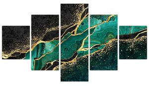 Obraz - Petrolejovo-zlaté mramorování (125x70 cm)