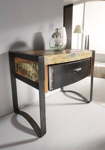 INDUSTRY Noční stolek 50x40 cm, litina a staré dřevo