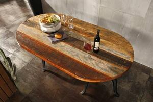 INDUSTRY Stůl 180x100 cm, litina a staré dřevo