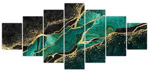 Obraz - Petrolejovo-zlaté mramorování (210x100 cm)