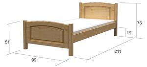 Via-nábytek Postel LUKAS masiv borovice Rozměry: 90 x 200, Povrchová úprava postele: Borovice (lakovaná)