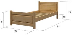 Via-nábytek Postel NIKOLAS masiv borovice Rozměry: 90 x 200, Povrchová úprava postele: Moření odstín ořech