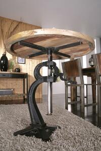 INDUSTRY Kulatý stůl 75x75 cm, litina a staré dřevo