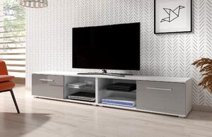 VIVALDI Televizní stolek MOON 200 cm bílá/šedý lesk