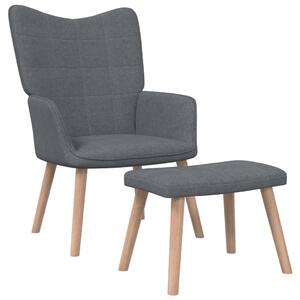 Relaxační židle se stoličkou tmavě šedá textil