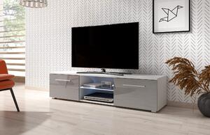 VIVALDI Televizní stolek MOON 140 cm bílá/šedý lesk s LED osvětlením