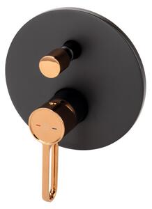 F-Design Zaffiro, podomítková 2-výstupová vanová/sprchová baterie, černá matně-růžové zlato, FD1-ZFR-7P-25