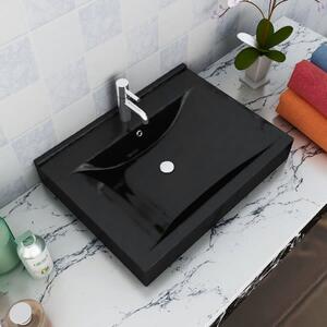 Luxusní obdélníkové keramické umyvadlo - černé | 60x46 cm