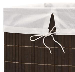 Bambusový koš na prádlo - čtverhranný - tmavě hnědý