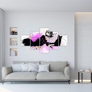 Obraz - Žena s černou kočkou (125x70 cm)
