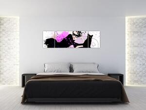 Obraz - Žena s černou kočkou (170x50 cm)