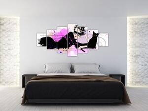Obraz - Žena s černou kočkou (210x100 cm)