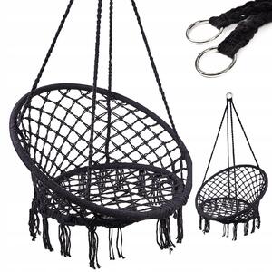 KIK KX7630 Houpací křeslo Čapí hnízdo s opěradlem černé 80cm