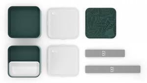 Obědový box MonBento Square Graphic | Jungle 2x 850ml (barva-tmavě zelená, šedá)