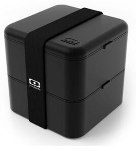 Obědový box MonBento Square Onyx černý 2x 850ml (barva-černá)