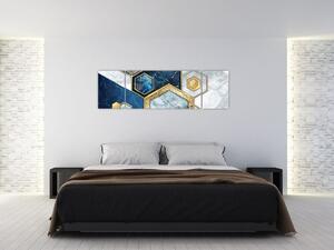 Obraz - Mramorové hexagony (170x50 cm)
