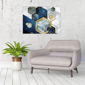 Obraz - Mramorové hexagony (70x50 cm)