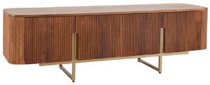 Moebel Living Masivní dřevěný TV stolek Ediso 160 x 42 cm se zlatou podnoží