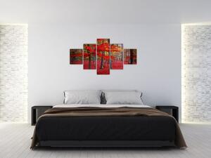 Obraz - Červený les (125x70 cm)