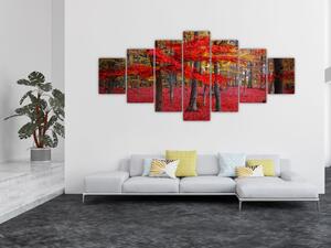 Obraz - Červený les (210x100 cm)