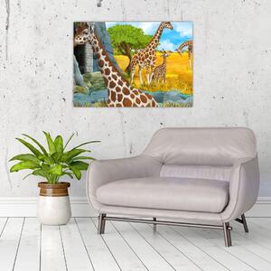 Obraz - Žirafí rodina (70x50 cm)