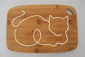 Vingo Bambusové prkénko s motivem kočky - 30 x 20 cm