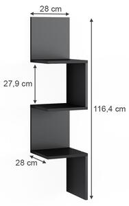 Rohová police Vicco Paolo Černá 28 x 116.4 cm, Model 52101