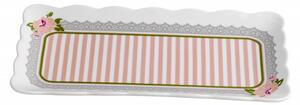 Tác/obdélníkový talíř 25x13 cm Peonia BRANDANI (barva - bílá/růžová,porcelán)