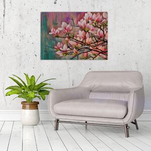 Obraz - Olejomalba, Rozkvetlá sakura (70x50 cm)