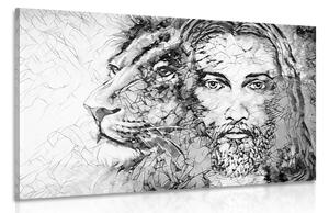 Obraz všemohoucí se lvem v černobílém provedení Varianta: 90x60
