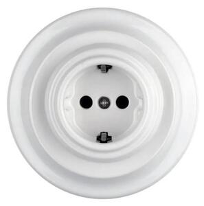 Bohemia-Design - Porcelá. retro domovní zásuvka s rámečkem SCHUKO 250V/16A bílá