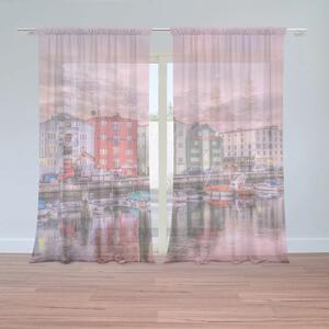 Sablio Záclony Barevné domky na pobřeží: 2ks 150x250cm
