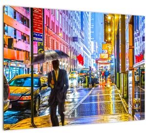 Skleněný obraz - Město v neonové záři (70x50 cm)