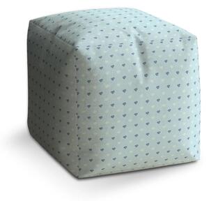 Sablio Taburet Cube Srdce na modré - 40x40x40 cm
