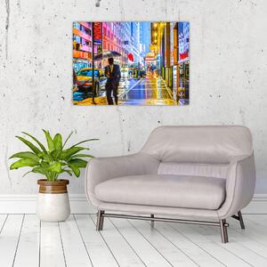 Skleněný obraz - Město v neonové záři (70x50 cm)
