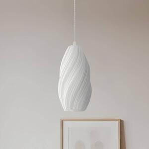 Lindby Závěsné světlo Nuvia, Ø 15,5 cm, bílé, 3D tisk, stmívatelný, Bílá / opál, Obývací pokoj / jídelna, Moderní