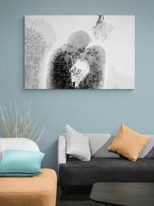 Obraz zamilovaný pár pod jmelím v černobílém provedení Varianta: 60x40