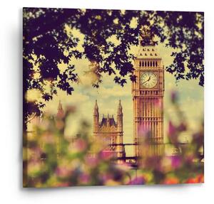 Sablio Obraz Londýn Big Ben Flowers - 50x50 cm