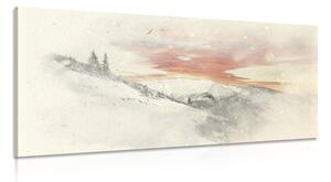 Obraz zapadající slunce nad zasněženými horami Varianta: 100x50