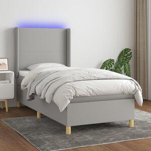 Box spring postel s matrací a LED světle šedá 90x190 cm textil 3138677